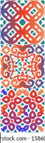 Antique talavera tiles patchworks. Collection of vector seamless patterns. Minimal design. Red mexican ornamental  decor for bags, smartphone cases, T-shirts, linens or scrapbooking.