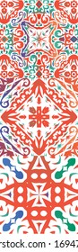 Antique talavera tiles patchworks. Collection of vector seamless patterns. Graphic design. Red mexican ornamental  decor for bags, smartphone cases, T-shirts, linens or scrapbooking.