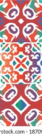 Antique talavera tiles patchworks. Collection of vector seamless patterns. Kitchen design. Red mexican ornamental  decor for bags, smartphone cases, T-shirts, linens or scrapbooking.