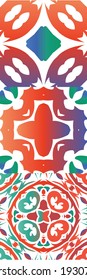 Antique talavera tiles patchworks. Collection of vector seamless patterns. Geometric design. Red mexican ornamental  decor for bags, smartphone cases, T-shirts, linens or scrapbooking.