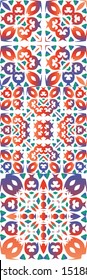 Antique talavera tiles patchworks. Colored design. Kit of vector seamless patterns. Red mexican ornamental  decor for bags, smartphone cases, T-shirts, linens or scrapbooking.