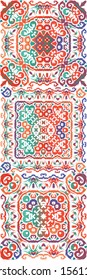 Antique talavera tiles patchworks. Creative design. Kit of vector seamless patterns. Red mexican ornamental  decor for bags, smartphone cases, T-shirts, linens or scrapbooking.