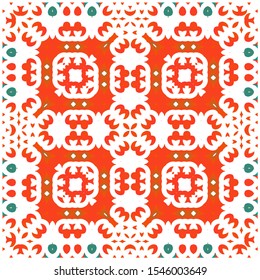 Antique talavera tiles patchworks. Geometric design. Collection of vector seamless patterns. Red mexican ornamental  decor for bags, smartphone cases, T-shirts, linens or scrapbooking.