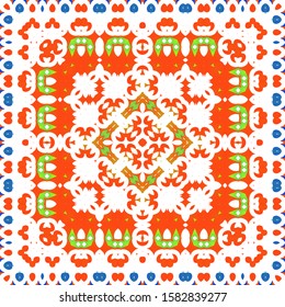 Antique talavera tiles patchworks. Geometric design. Collection of vector seamless patterns. Red mexican ornamental  decor for bags, smartphone cases, T-shirts, linens or scrapbooking.