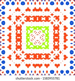Antique talavera tiles patchworks. Geometric design. Collection of vector seamless patterns. Red mexican ornamental  decor for bags, smartphone cases, T-shirts, linens or scrapbooking.