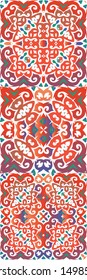 Antique talavera tiles patchworks. Hand drawn design. Collection of vector seamless patterns. Red mexican ornamental  decor for bags, smartphone cases, T-shirts, linens or scrapbooking.