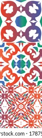 Baldosas de talavera antigua. Diseño dibujado a mano. Kit de patrones sin fisuras vectoriales. Decoración ornamental mexicana roja para bolsas, estuches para smartphones, camisetas, ropa de cama o rayado.