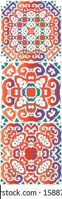 Antique talavera tiles patchworks. Kit of vector seamless patterns. Creative design. Red mexican ornamental  decor for bags, smartphone cases, T-shirts, linens or scrapbooking.