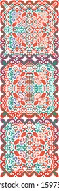 Antique talavera tiles patchworks. Kit of vector seamless patterns. Graphic design. Multi colored mexican ornamental  decor for bags, smartphone cases, T-shirts, linens or scrapbooking.