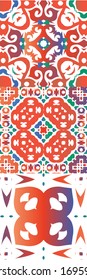 Antique talavera tiles patchworks. Kit of vector seamless patterns. Creative design. Red mexican ornamental  decor for bags, smartphone cases, T-shirts, linens or scrapbooking.