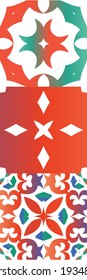 Baldosas de talavera antigua. Kit de patrones sin fisuras vectoriales. Diseño universal. Decoración ornamental mexicana roja para bolsas, estuches para smartphones, camisetas, ropa de cama o rayado.
