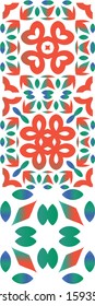 Antique talavera tiles patchworks. Kitchen design. Set of vector seamless patterns. Red mexican ornamental  decor for bags, smartphone cases, T-shirts, linens or scrapbooking.