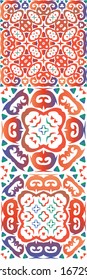 Fliesen-Fliesen-Fliesen aus der Antike. Satz nahtloser Vektorillustration-Muster. Minimales Design. Rote mexikanische Dekoration für Taschen, Smartphone-Kisten, T-Shirts, Bettwäsche oder Scrapbooking.