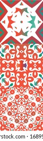 Baldosas de talavera antigua. Conjunto de patrones sin fisuras vectoriales. Diseño gráfico. Decoración decorativa mexicana roja para bolsas, estuches para smartphones, pantalones en T, ropa de cama o rayado.