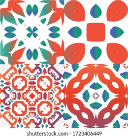 Baldosas de talavera antigua. Conjunto de patrones sin fisuras vectoriales. Diseño de cocina. Decoración decorativa mexicana roja para bolsas, estuches para smartphones, pantalones en T, ropa de cama o rayado.