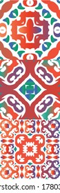 Baldosas de talavera antigua. Conjunto de patrones vectoriales sin fisuras. Diseño gráfico. Decoración ornamental mexicana roja para bolsas, estuches para smartphones, camisetas, ropa de cama o rayado.