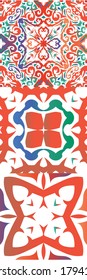 Fliesen-Fliesen-Fliesen aus der Antike. Satz von Vektornahtlosen Mustern. Stilvolles Design. Rote mexikanische Dekoration für Taschen, Smartphone-Kisten, T-Shirts, Bettwäsche oder Scrapbooking.