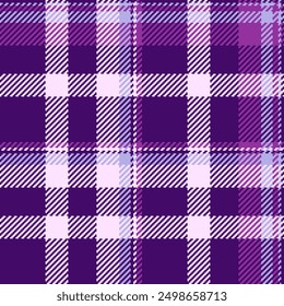 Antique tartan pattern textile, happy fabric seamless texture. Handsome plaid background check vector in light and violet colors palette.