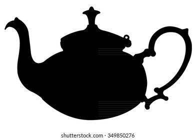 an antique tea pot silhouette vector 