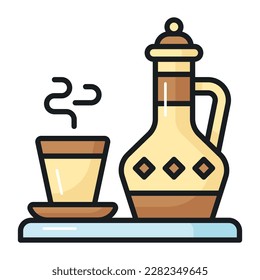 Tetera antigua con diseño vectorial de vidrio de tetera vintage, icono premium