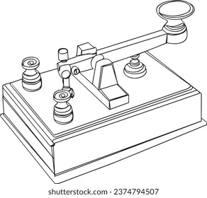 Tecla de Telégrafo Antiguo - Dispositivo de Código Morse Vintage, Ilustración de Vector Aislado "Clave de Morse Vintage - Máquina Telegráfica Antigua, Ilustración Realista Detallada"