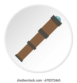 Antique telescope icon in flat circle isolated vector illustration for web