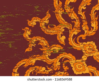 Antique Thai art pattern grunge style vector contemporary art style backgrounds