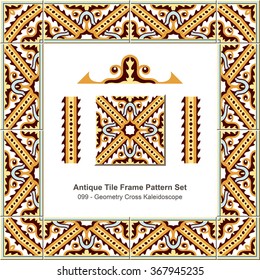 Antique tile frame pattern set Geometry Cross Kaleidoscope