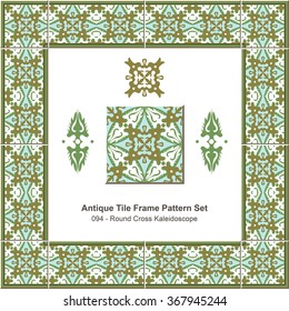 Antique tile frame pattern set Round Cross Kaleidoscope
