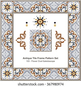 Antique tile frame pattern set Flower Oval Kaleidoscope
