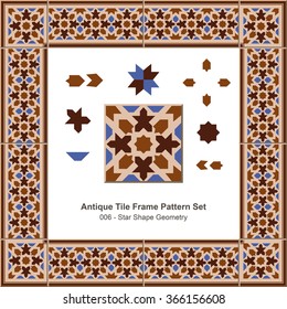 Antique tile frame pattern set_006 Star Shape Geometry.
Antique retro abstract pattern frame set can be used for wallpaper, web page background, surface textures.

