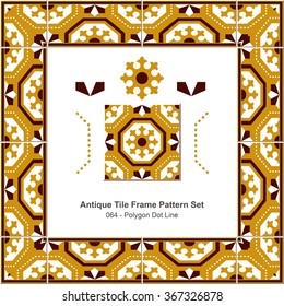 Antique tile frame pattern set_064 Polygon Dot Line
