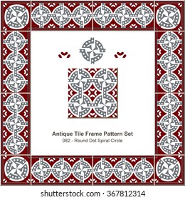 Antique tile frame pattern set_082 Round Dot Spiral Circle
