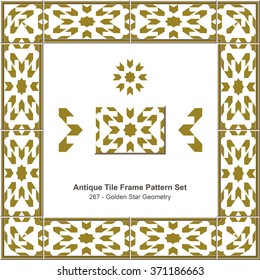 Antique tile frame pattern set_267 Golden Star Geometry
