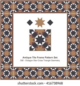 Antique tile frame pattern set_306 Octagon Star Cross Triangle Geometry svg