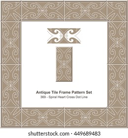 Antique tile frame pattern set_369 Spiral Heart Cross Dot Line
