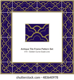 Antique tile frame pattern set_414 Golden Curve Scale Line