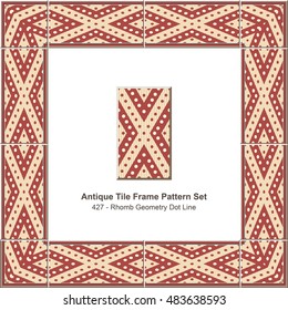 Antique tile frame pattern set_427 Rhomb Geometry Dot Line