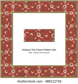 Antique tile frame pattern set_438 Spiral Vine Flower

