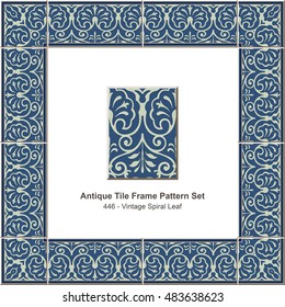 Antique tile frame pattern set_446 Vintage Spiral Leaf