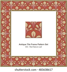 Antique tile frame pattern set_453 Red Nature Leaf