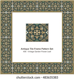 Antique tile frame pattern set_456 Vintage Garden Flower Leaf