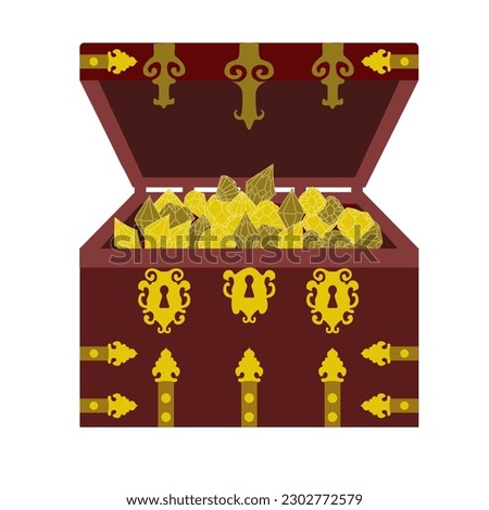An antique treasure chest has been opened. Vector illustration in a flat cartoon style.