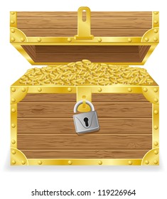antique treasure chest vector illustration isolated on white background