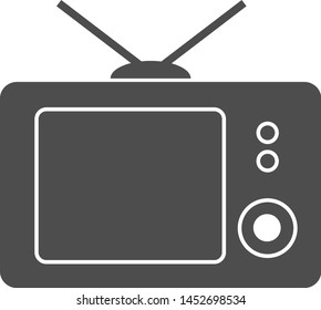 Antique TV with antenna. Vector icon.