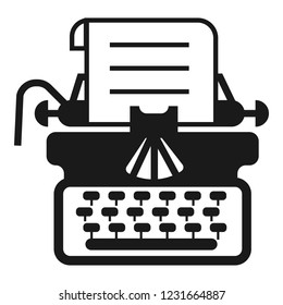 Antique typewriter icon. Simple illustration of antique typewriter vector icon for web design isolated on white background