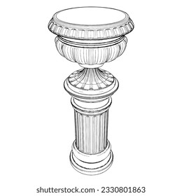 Antique Vase Flowerpot Vector 06. Illustration Isolated On White Background. A Vector Illustration Of Flowerpot.