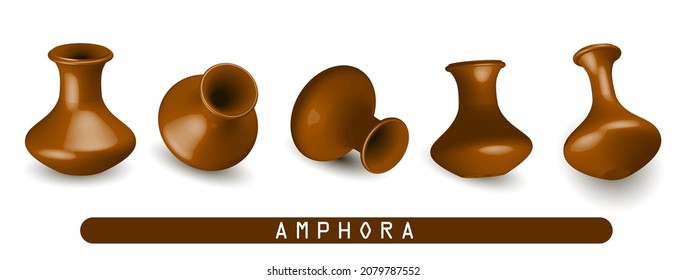 Antique vase. Greek amphora. Clay vase. The flowerpot is classic. old clay amphora isolated on white