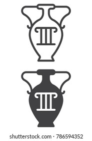 Antique vase icon, line and solid version, outline and filled vector sign, linear and full pictogram isolated on white. Symbol, logo illustration. Pixel perfect vector graphics