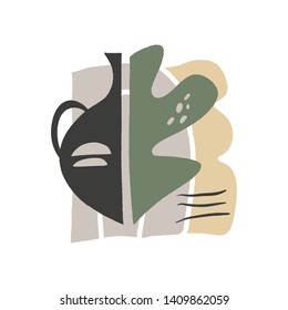 Antique vase modern contemporary art with abstract shapes. Good for interior posters. Vector Clipart